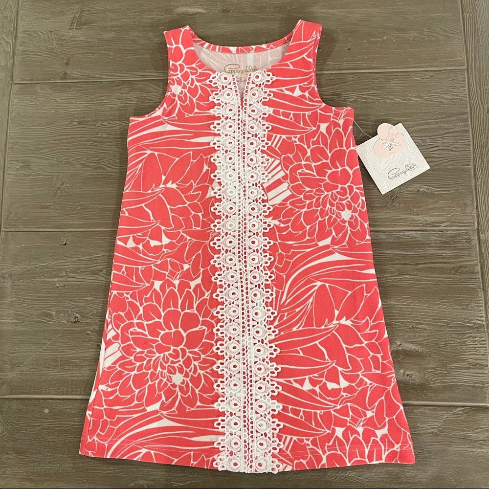 Pappagallo Girls’ Sleeveless Melon/White Dress S